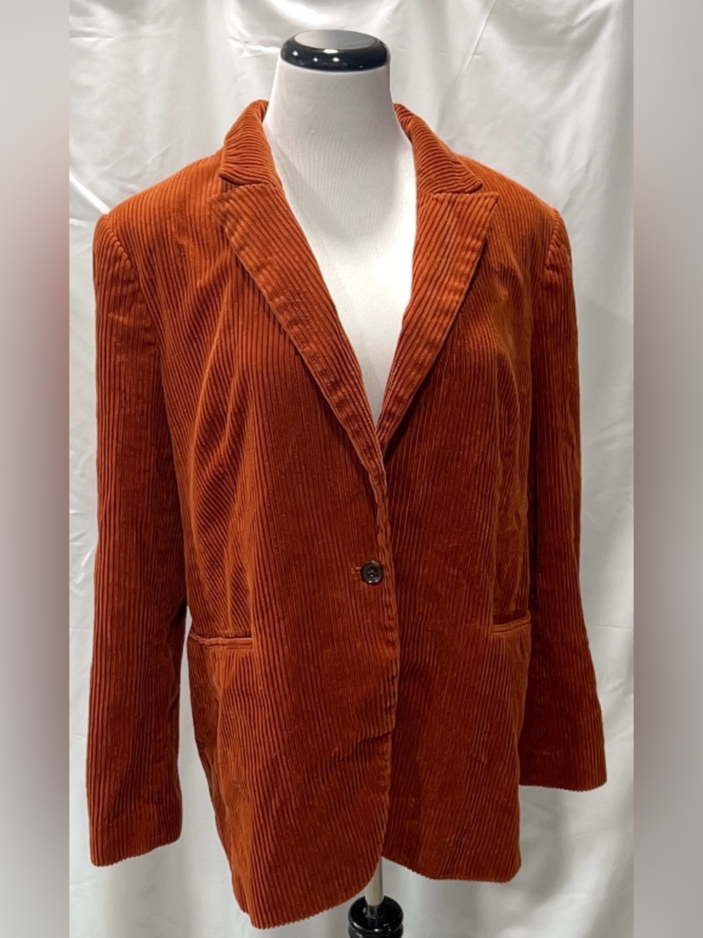 Banana Republic Rust Orange Corduroy Blazer Notch Lapel Single Button Size 18
